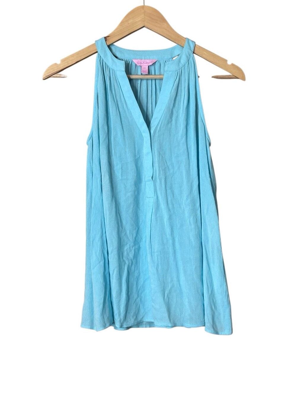 Lilly Pulitzer Rianne Top Serene Blue rayon vneck size XS